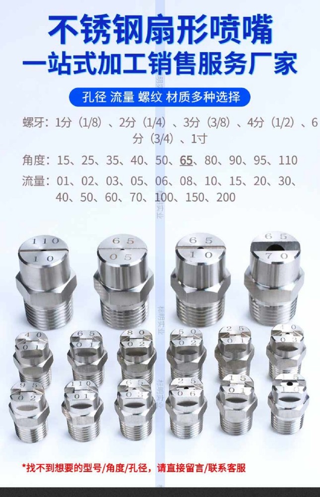 不銹鋼扇形噴嘴高壓霧化噴頭工地清洗除塵冷卻洗車(chē)噴霧扇面噴頭嘴